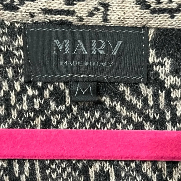 Mary Made In Italy Wool Blend Button Cowl Neck Cardigan Black Gray Sz Medium - Picture 5 of 6
